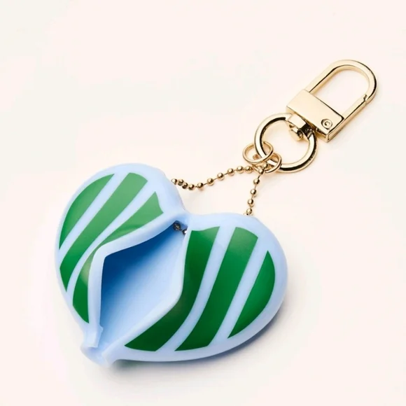 Kate Spade Coin Purse Green and Blue Heart Keychain - Picture 4 of 7